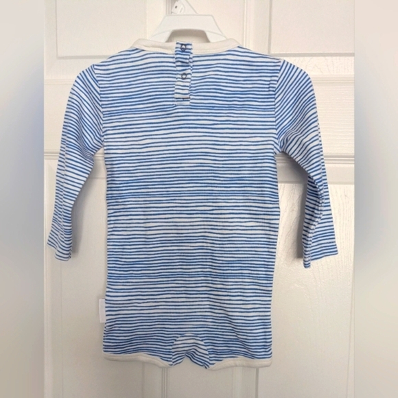 🎈Blue Striped Baby (12-18 Months) Long-Sleeve Onesie w/Snaps and Walrus Design - Picture 5 of 13